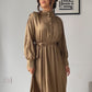 Vintage Style Satin Maxi Dress In Brown