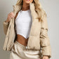 Pu Boxy Puffer Jacket Beige / Small