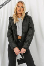 Pu Boxy Puffer Jacket Black / Small