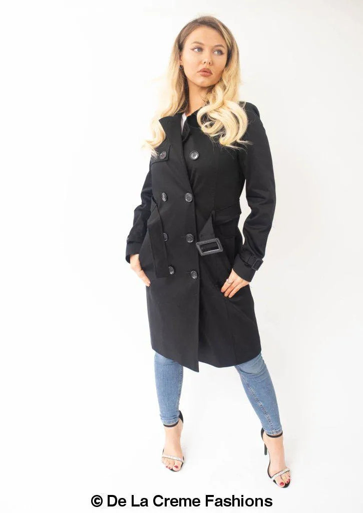 De La Creme Womens Slim Fit Lightweight Trench Coat De La Creme Womens Slim Fit Lightweight Trench Coat