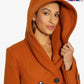 De La Creme - Women's Double Breasted Belted Hooded Coat