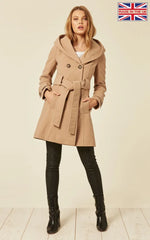 Slim Fit Shawl Hooded Coat (1325) Camel / Uk 8/eu 36/us 4