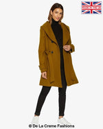 De La Creme - Women's Double Breasted Belted Hooded Coat