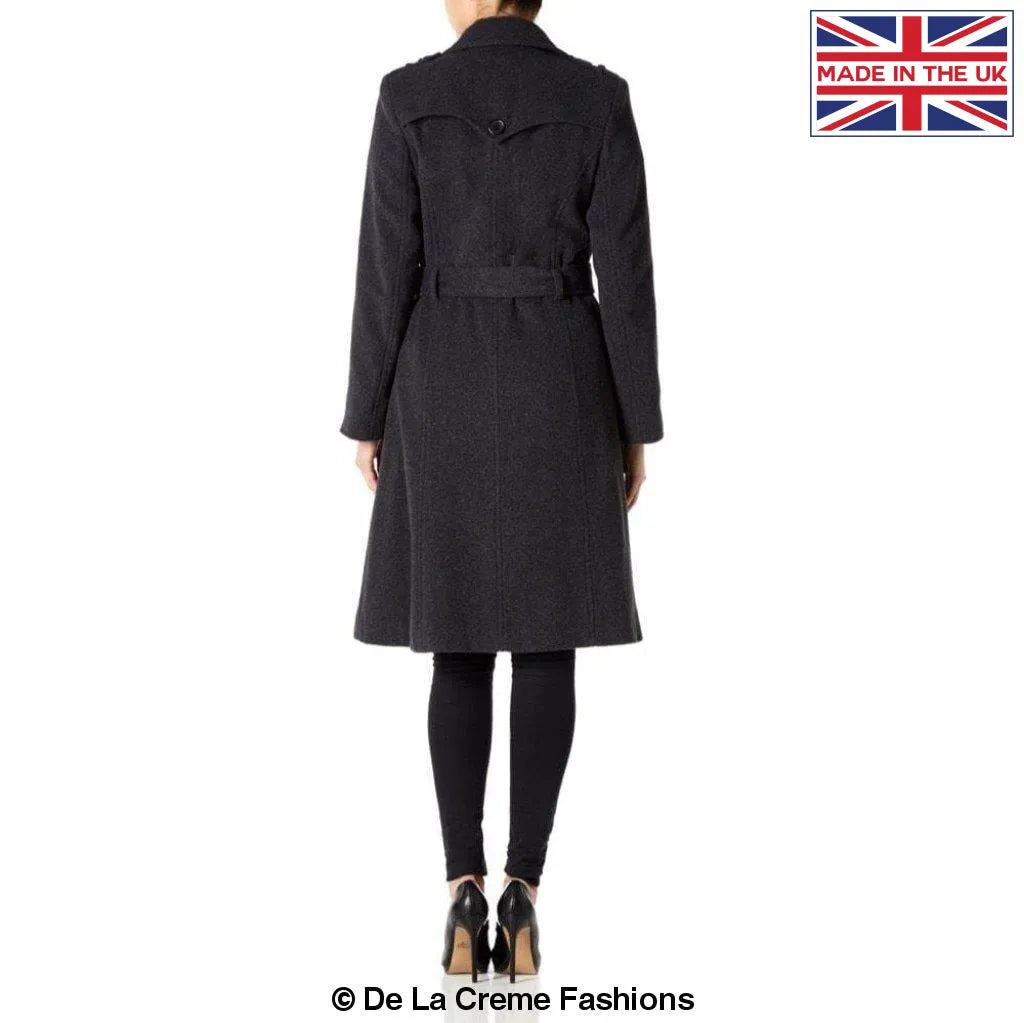 De La Creme - Womens Wool & Cashmere Blend Military Coat