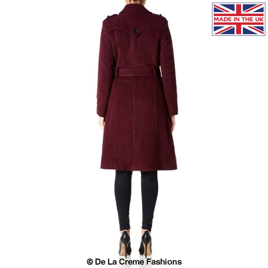 De La Creme - Womens Wool & Cashmere Blend Military Coat