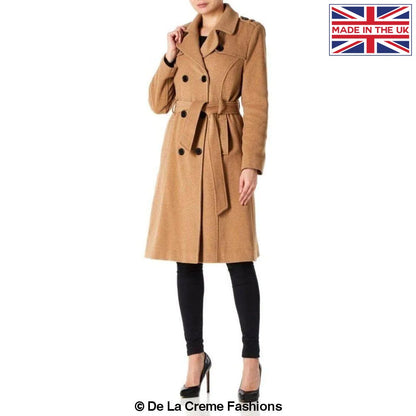 De La Creme - Womens Wool & Cashmere Blend Military Coat