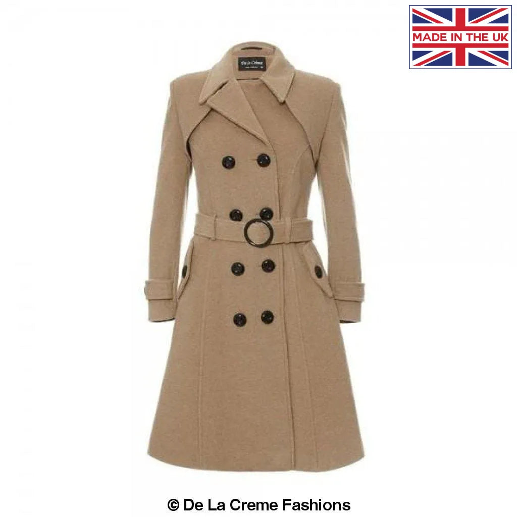 Amber Wool Blend Double Breasted Trench Coat