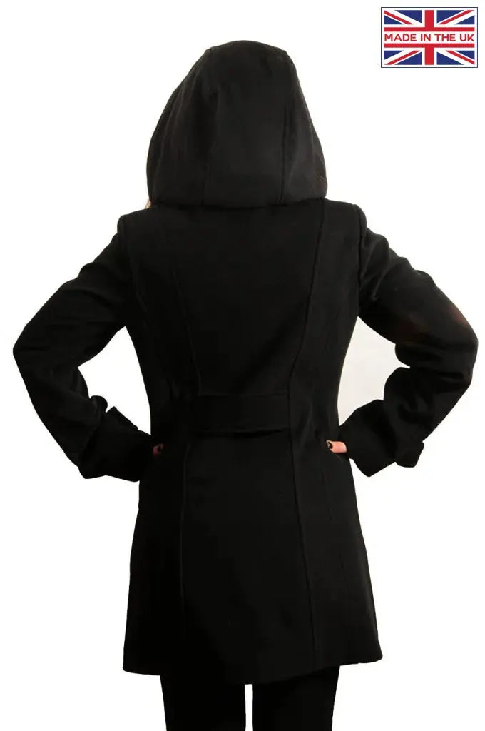 De La Creme Womens Wool Feel Double Breasted Hooded Coat