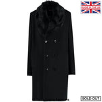 De La Creme MAN - Wool Mix Overcoat With Faux Fur Collar