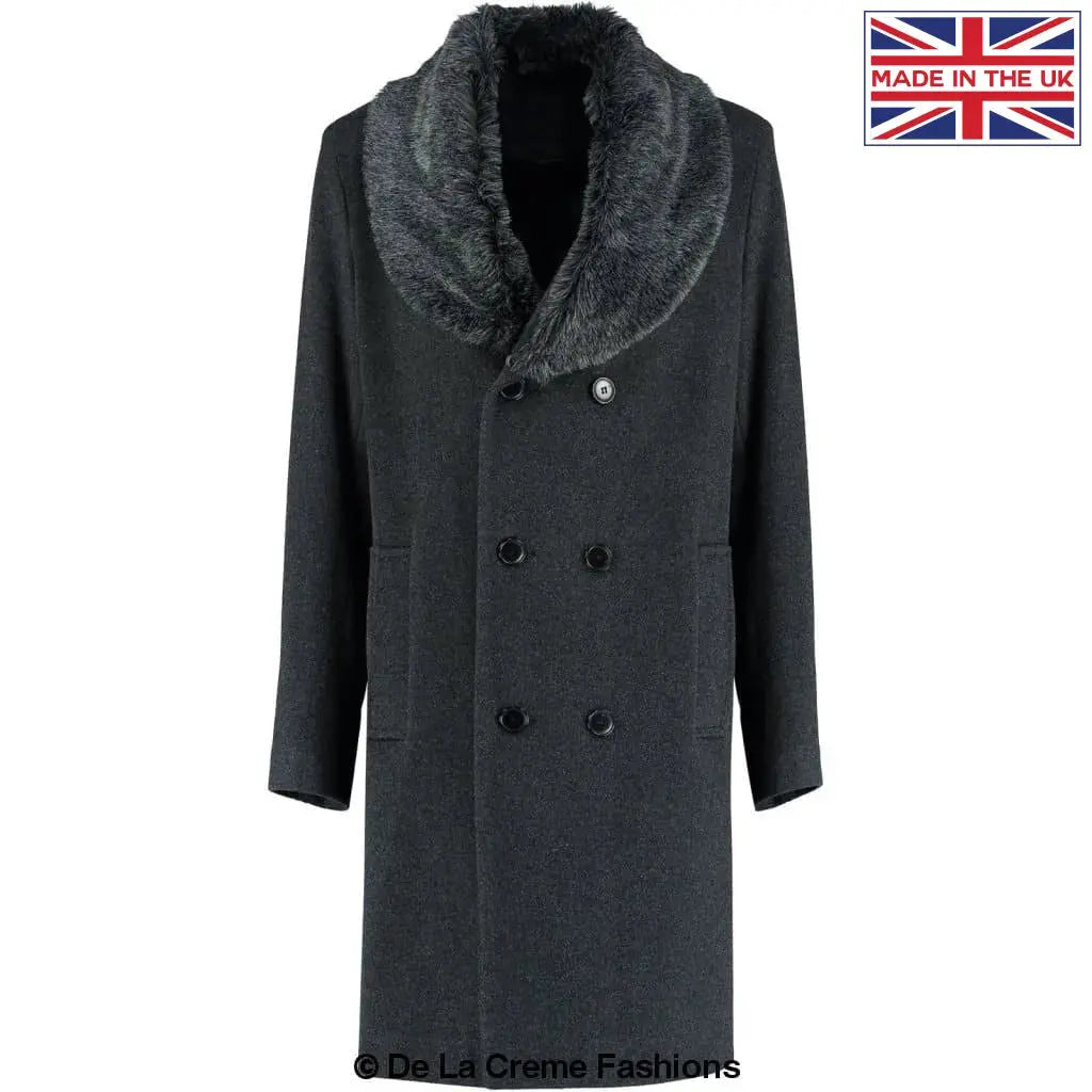 Mens overcoat with fur collar shop