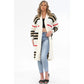 Check Longline Cardigan Cream / One Size (Fits Uk 8-14)