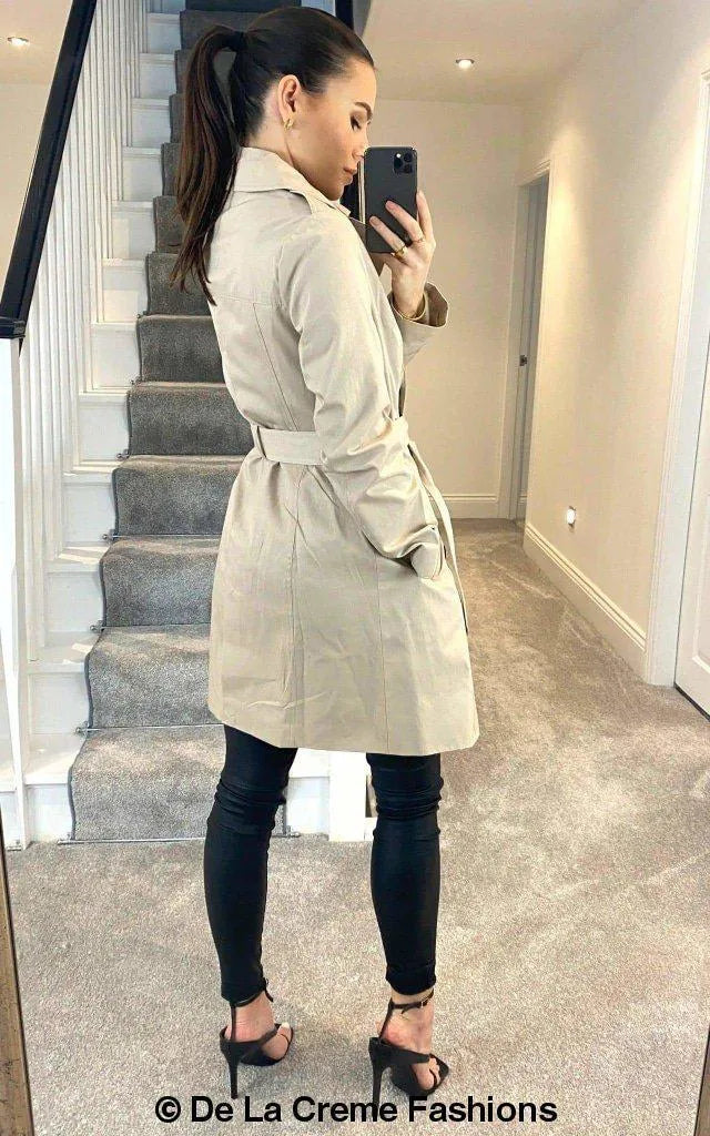 Anastasia Cotton Blend Belted Trench Coat