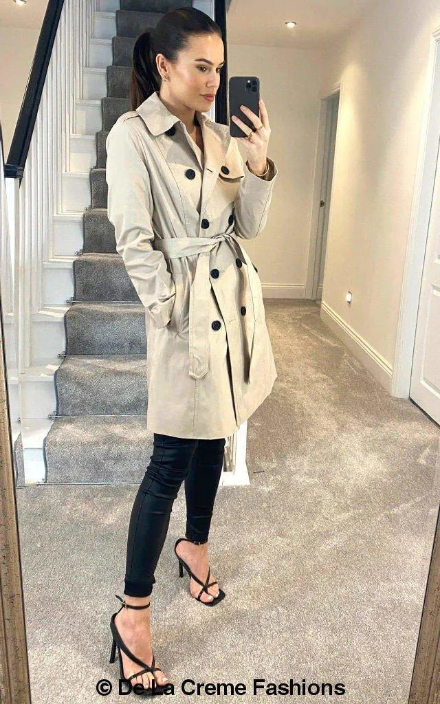 Anastasia Cotton Blend Belted Trench Coat