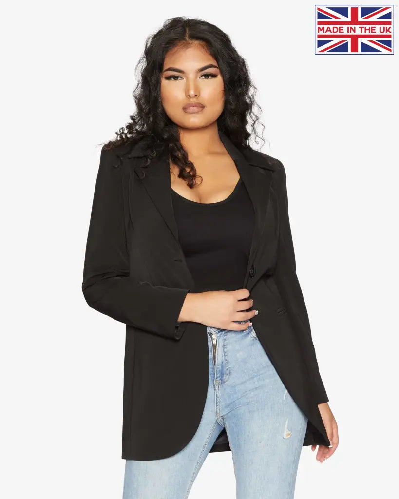 Black longline blazer womens sale