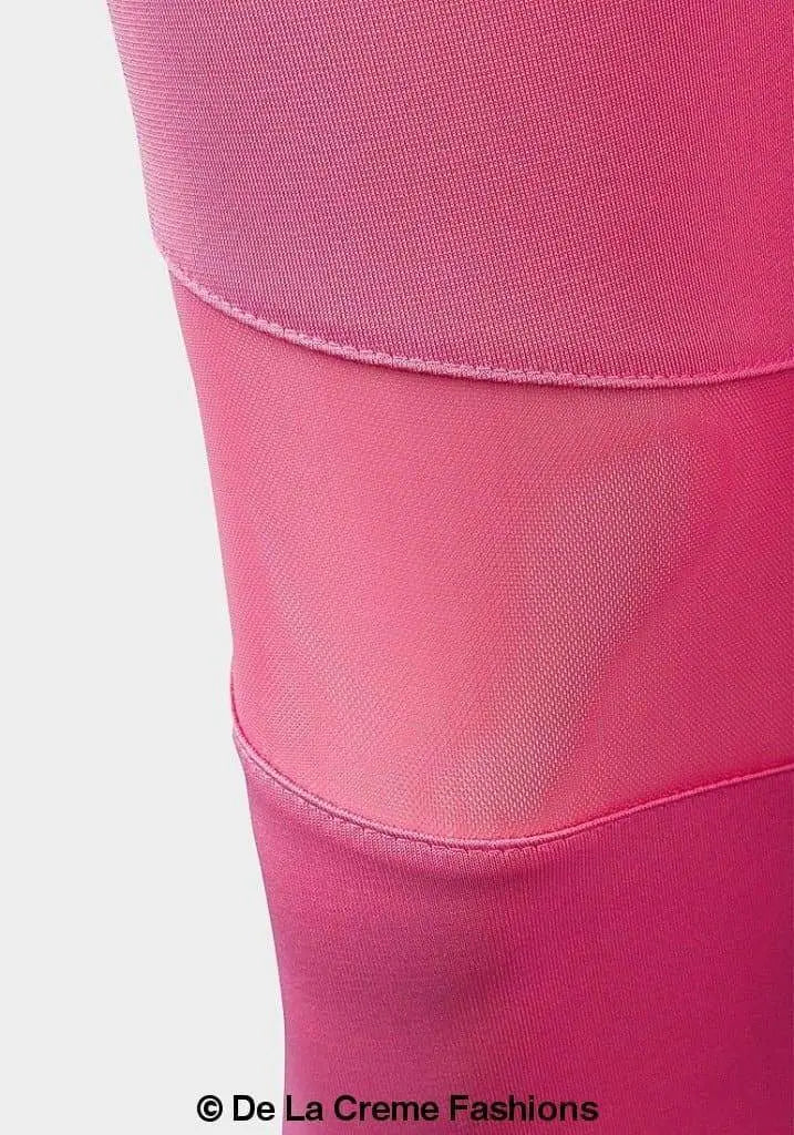 De La Creme - Ladies Pink Mesh Panel Leggings