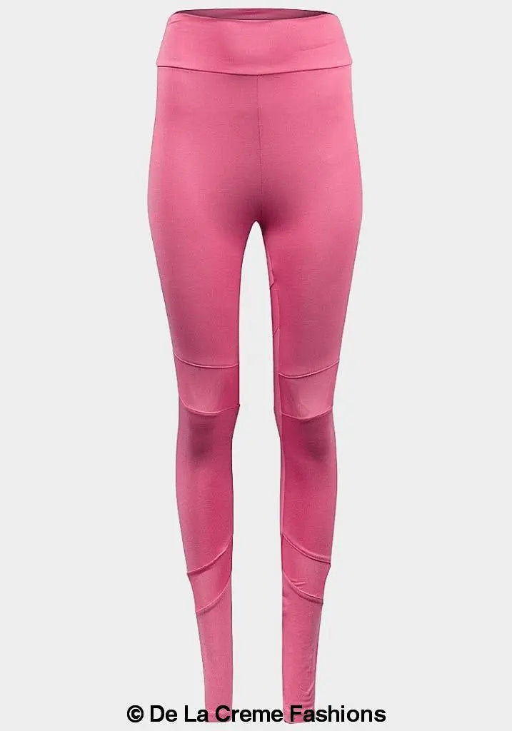 De La Creme - Ladies Pink Mesh Panel Leggings