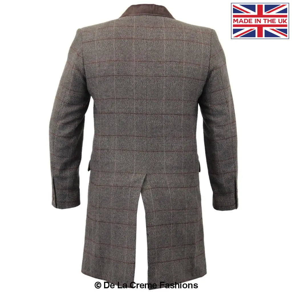 De La Creme MAN - Men's Check Design Crombie Coat