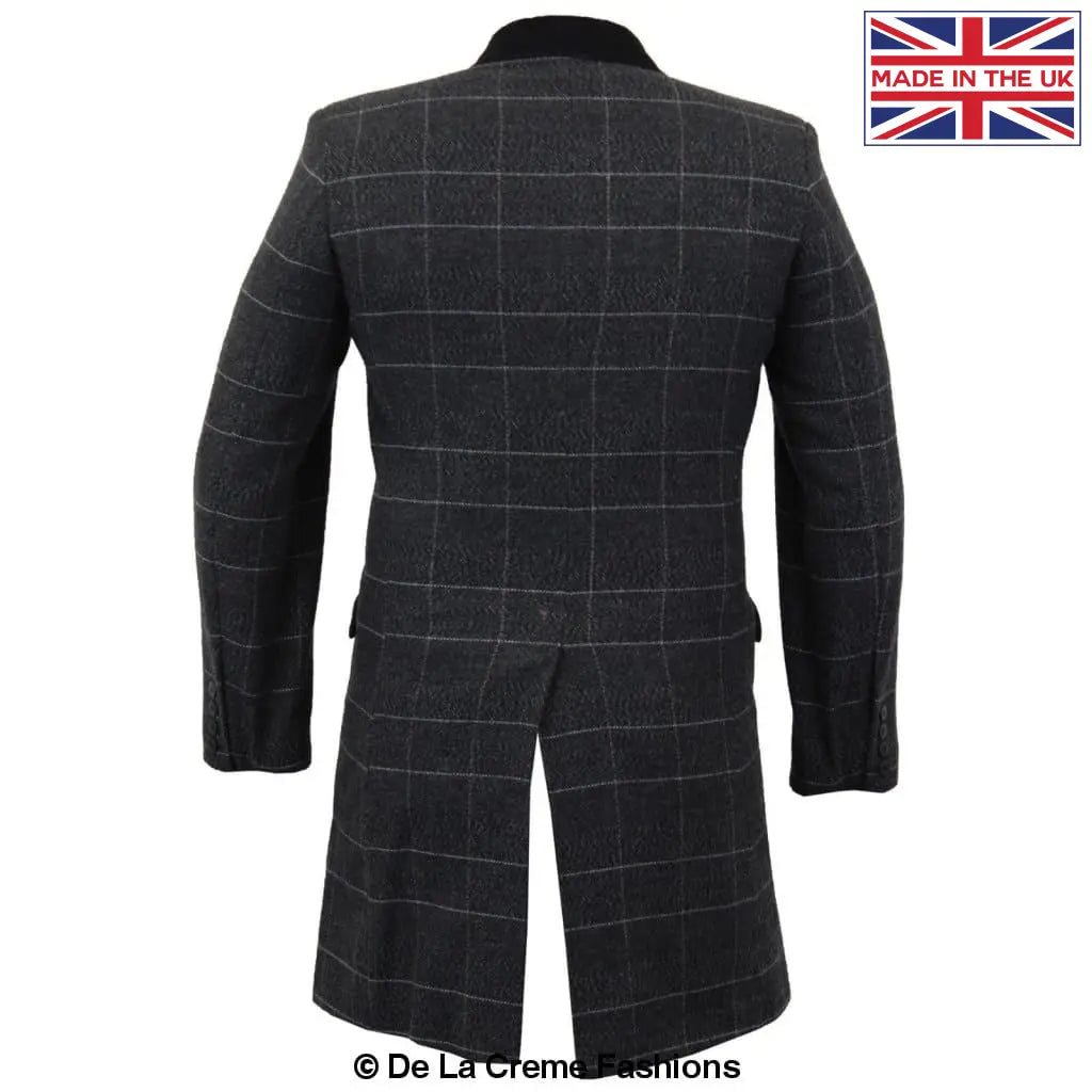 De La Creme MAN - Men's Check Design Crombie Coat