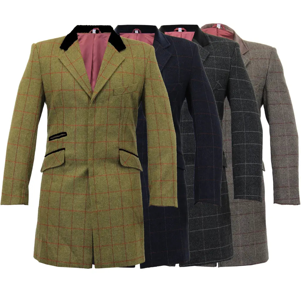 De La Creme Man - Mens Check Design Crombie Coat