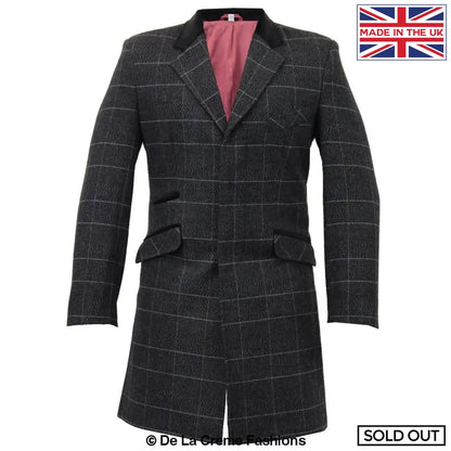 De La Creme MAN - Men's Check Design Crombie Coat