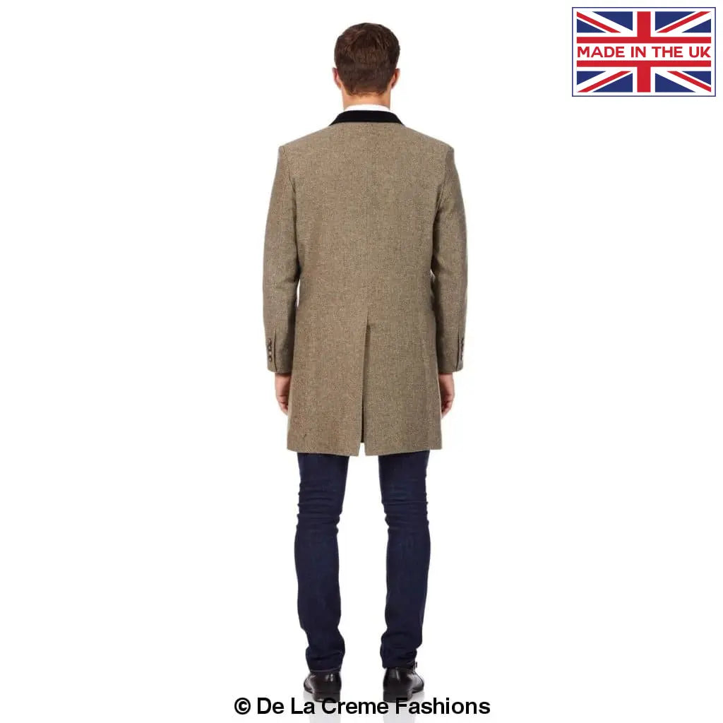 De La Creme MAN - Herringbone Design Retro Mod Crombie Coat