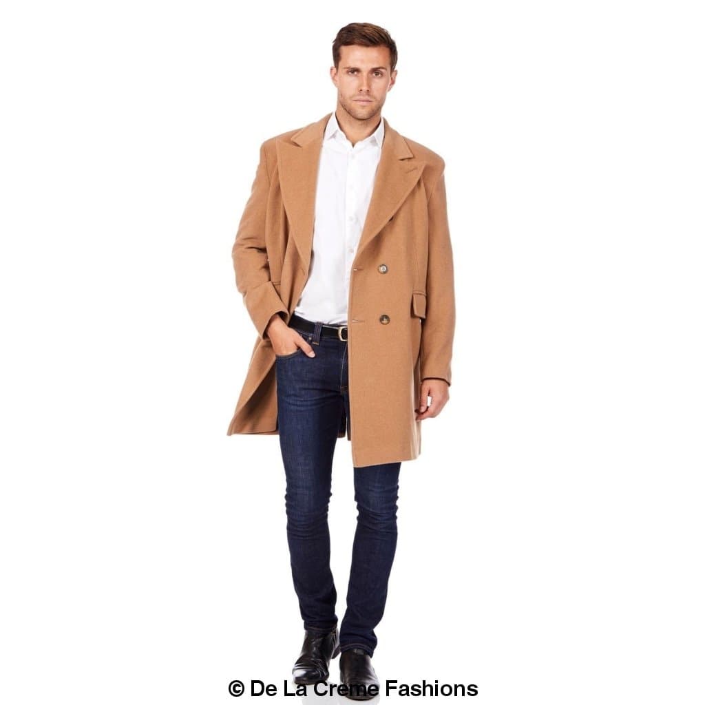 De La Creme MAN - Men's Wool Blend Double Breasted Overcoat