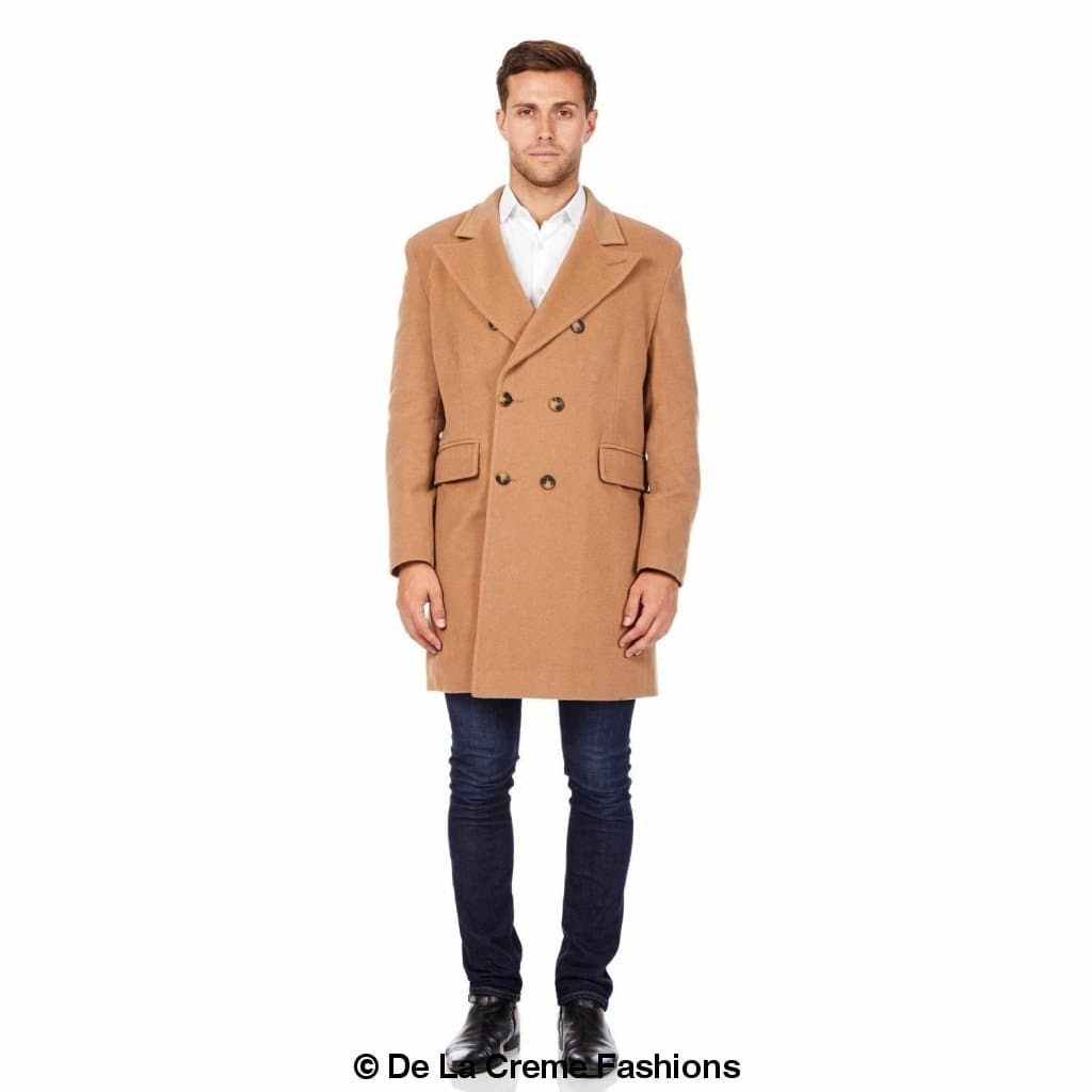 De La Creme MAN - Men's Wool Blend Double Breasted Overcoat