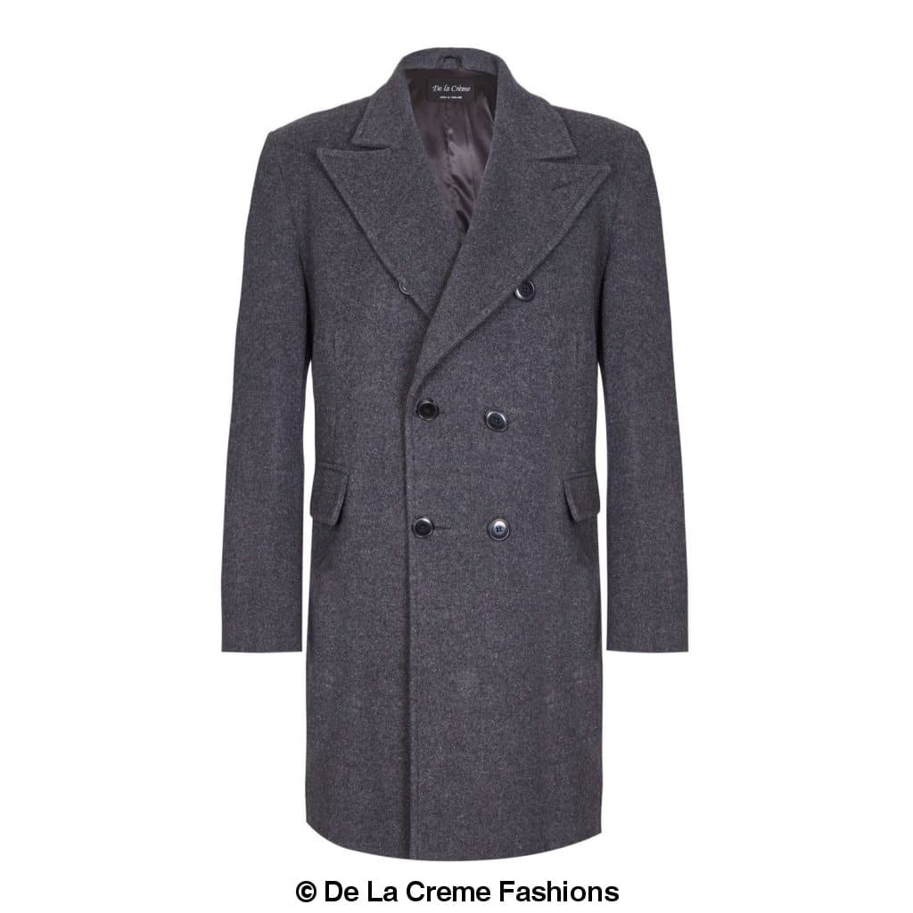 De La Creme MAN - Men's Wool Blend Double Breasted Overcoat