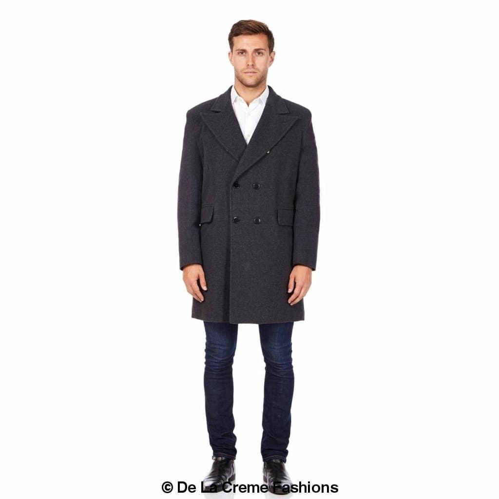 De La Creme MAN - Men's Wool Blend Double Breasted Overcoat