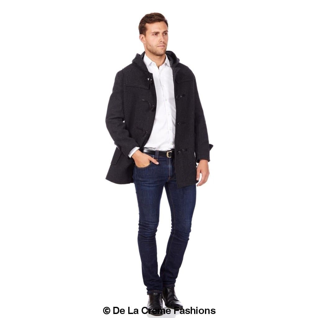 De La Creme MAN - Men's Wool Blend Double Sided Hooded Duffle Coat