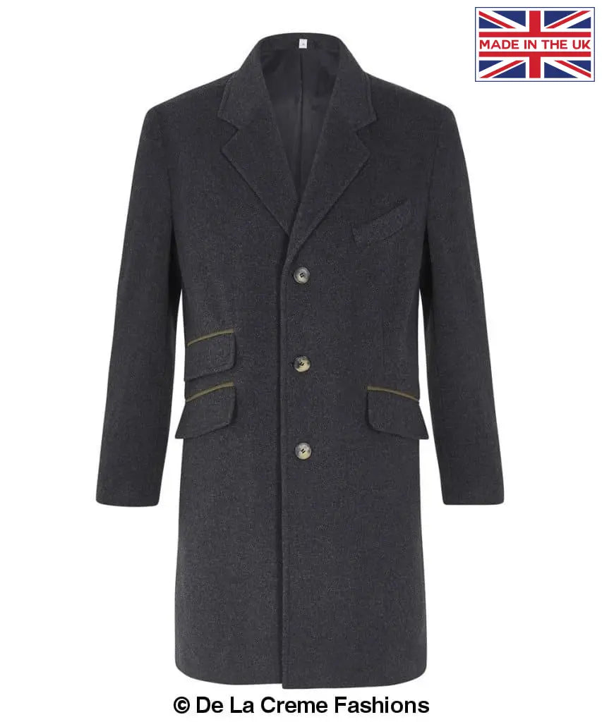 De La Creme MAN - Wool Blend Single Breasted Retro Mod Crombie Coat