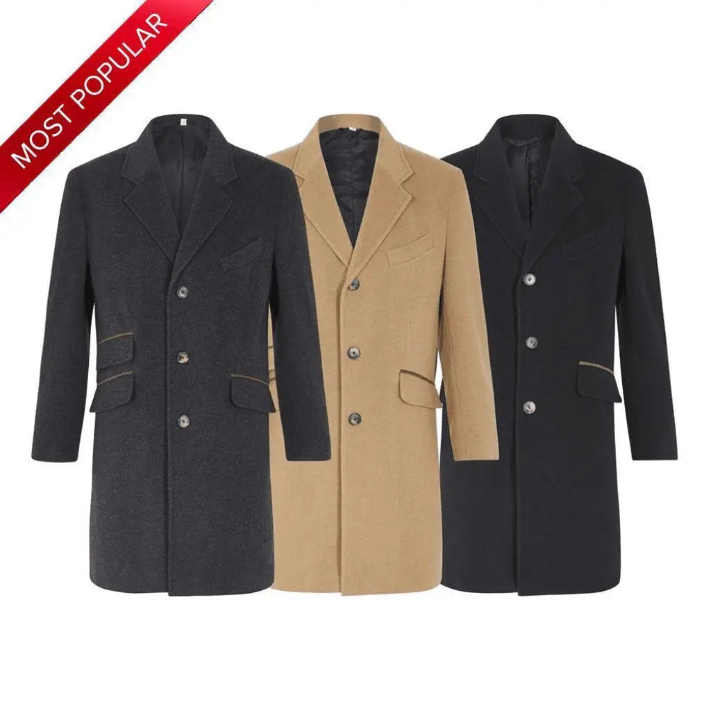 De La Creme MAN - Wool Blend Single Breasted Retro Mod Crombie Coat