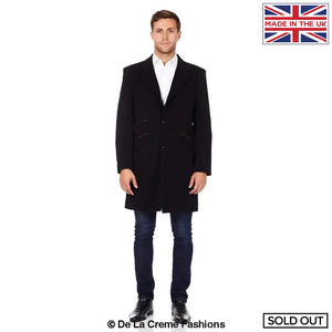 De La Creme MAN - Wool Blend Single Breasted Retro Mod Crombie Coat