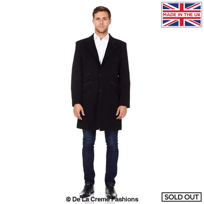 De La Creme MAN - Wool Blend Single Breasted Retro Mod Crombie Coat