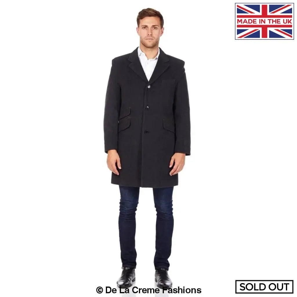 De La Creme MAN Wollmischung Einreiher Retro Mod Crombie Coat