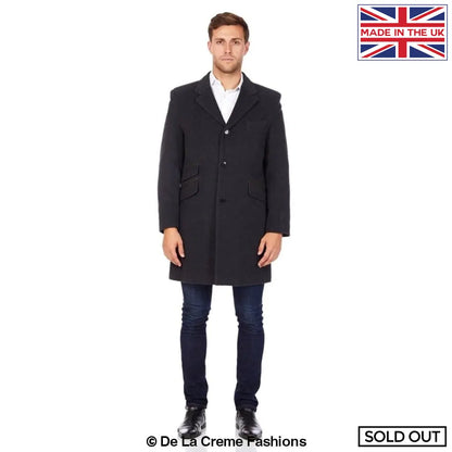 De La Creme MAN - Wool Blend Single Breasted Retro Mod Crombie Coat