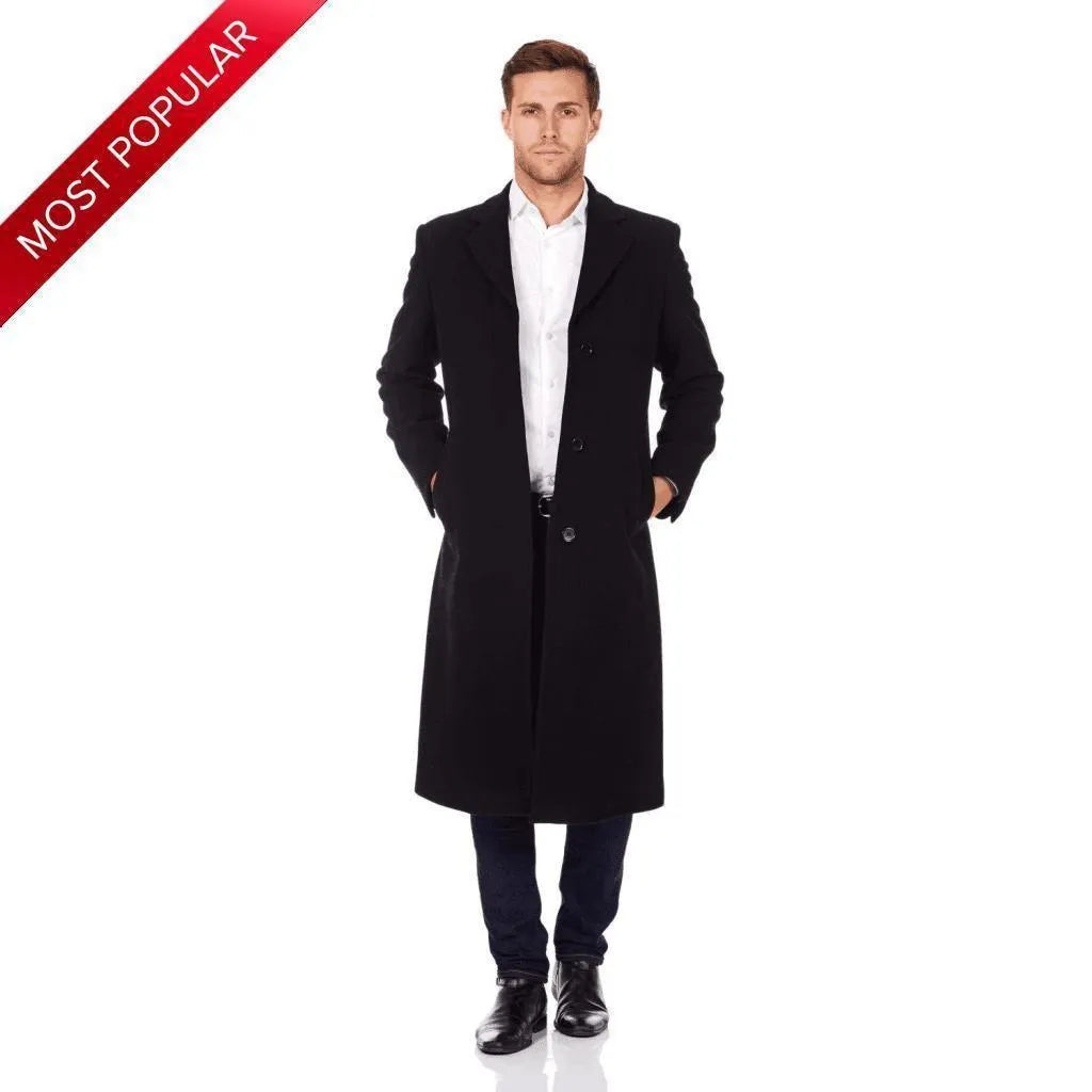 De La Creme MAN - Wool & Cashmere Blend Covert Long Coat