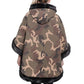 De La Creme - Women's Camo Print Fur Trim Hooded Cape