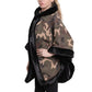 De La Creme - Women's Camo Print Fur Trim Hooded Cape