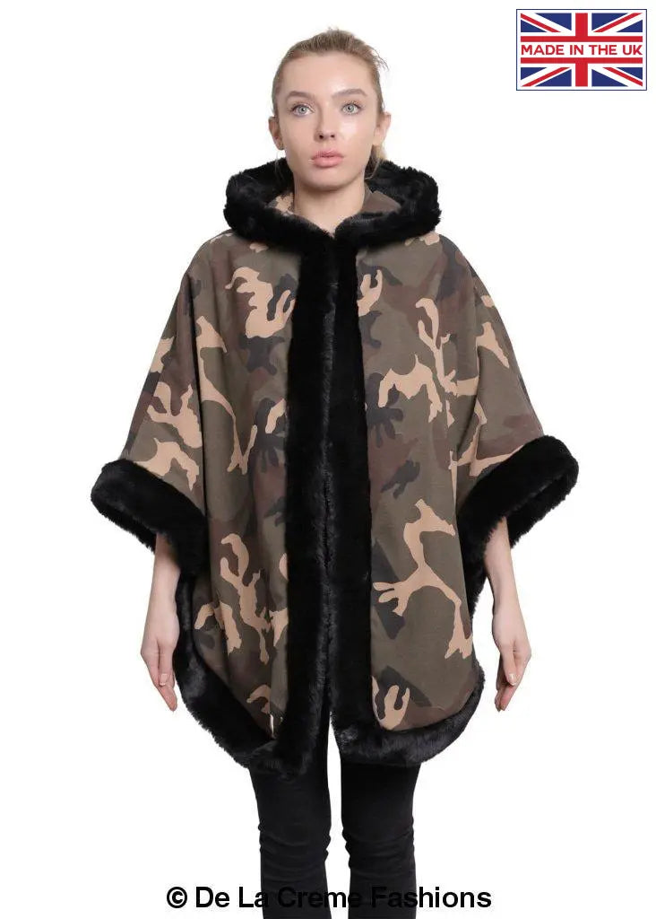 Womens camo coat with fur hood clearance