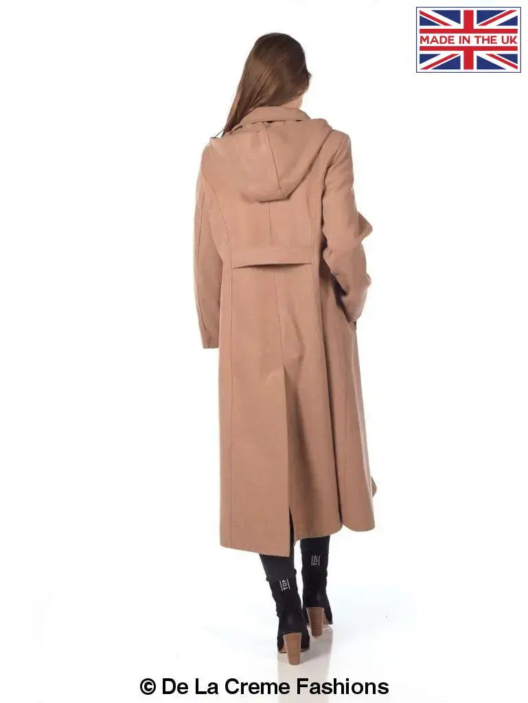 De La Creme Womens Faux Wool Longline Hooded Winter Coat