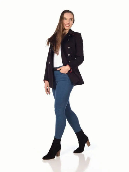 Military style pea coat womens sales