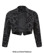De La Creme - Womens Open Front Bolero Shrug Ladies Tribal Printed Short Blazer
