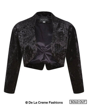 De La Creme - Womens Open Front Velvet Bolero