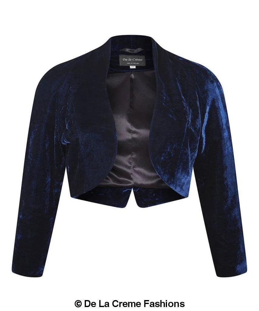 De La Creme - Womens Open Front Velvet Bolero