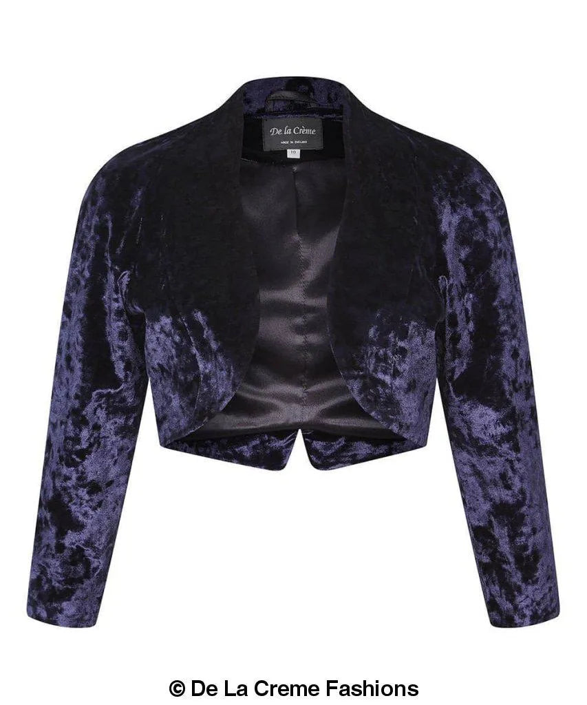 De La Creme - Womens Open Front Velvet Bolero