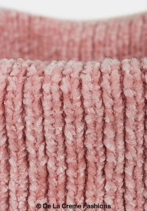 De La Creme - Womens Pink Roll Neck Chenille Jumper