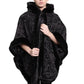 De La Creme - Women's Tribal Print Fur Lined Hooded Cape