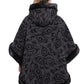 De La Creme - Women's Tribal Print Fur Lined Hooded Cape