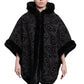 De La Creme - Women's Tribal Print Fur Lined Hooded Cape